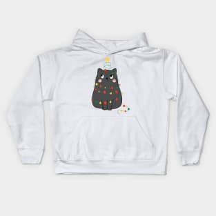 Cute Christmas Cat With Xmas Lights - Cat Lover Gifts Kids Hoodie